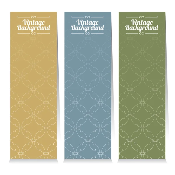 Vertikal Banner uppsättning av tre Vintage grafiska tema vektor Illustration. — Stock vektor