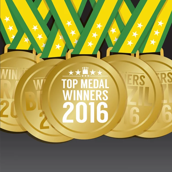 Melhor vencedor da medalha 2016 Sport Competition Concept Vector Illustration . —  Vetores de Stock