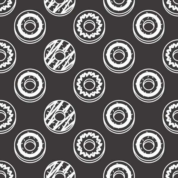 Seamless Pattern Black And White Donuts Background Vector Illustration. — Stock Vector