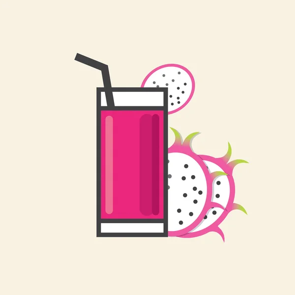 Rinfresco sano Un bicchiere di Dragon Fruit Juice Vector Illustrazione . — Vettoriale Stock