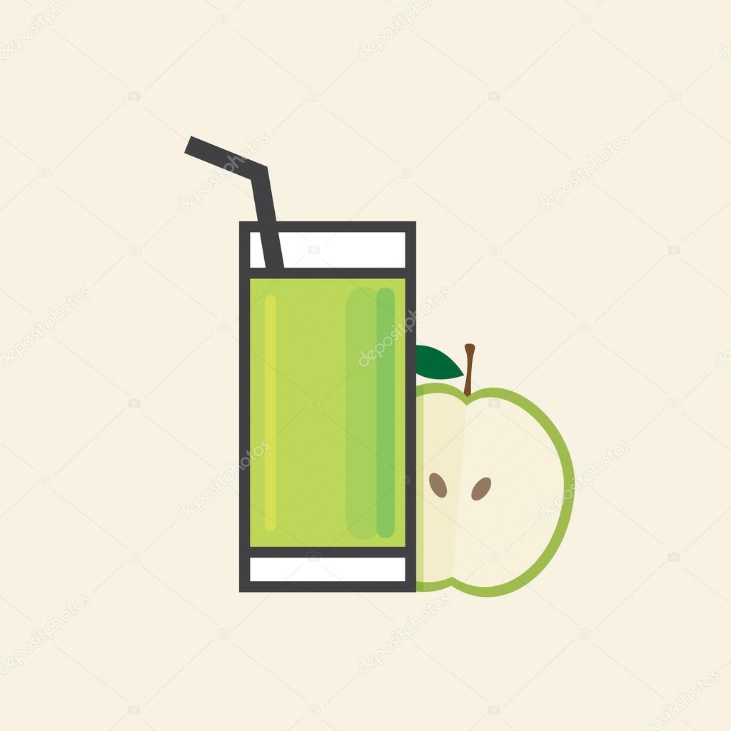 Healthy Refreshment A Glass Of Apple Fruit Juice Vector
