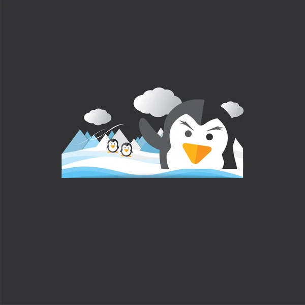 Lindo pingüino retrato Vector ilustración . — Vector de stock