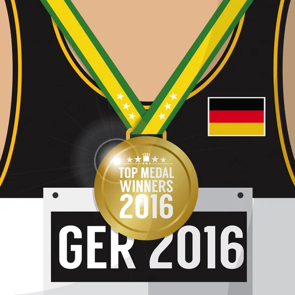 En iyi madalya kazanan 2016 spor rekabet kavramı Almanya bayrağı vektör çizim. — Stok Vektör