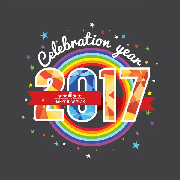 Célébration 2017 Illustration vectorielle arc-en-ciel coloré . — Image vectorielle