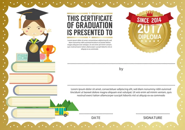 Preschool Elementary school Kids Diploma certificaatsjabloon achtergrond ontwerp — Stockvector