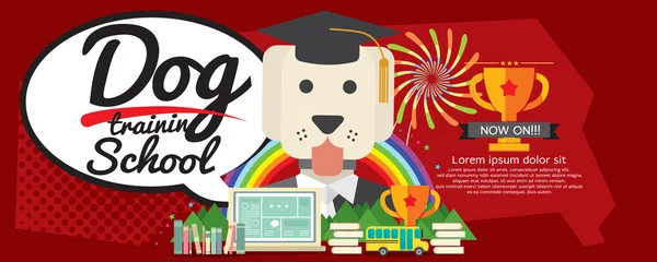 Dog Training School Super Wide Banner Vector Ilustração — Vetor de Stock