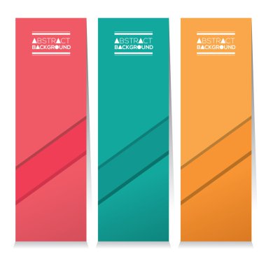 Üç renkli soyut dikey afiş vektör çizim seti
