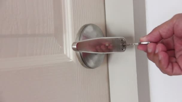 Hands Unlock House Door To Enter Footage