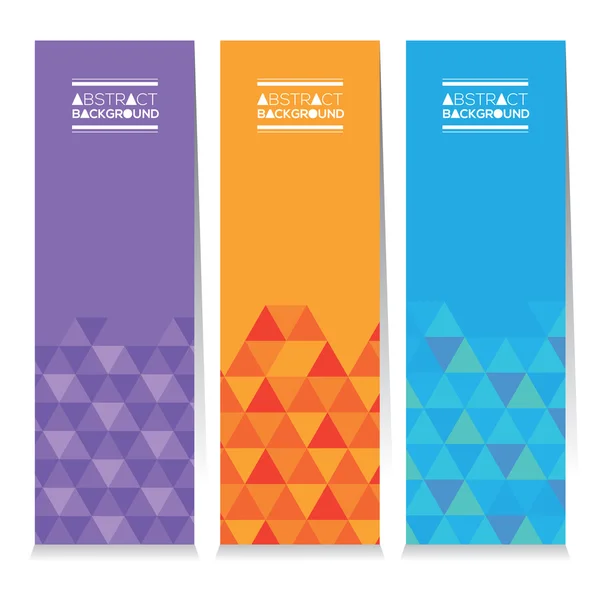 Set Of Three Colorful Geometric Vertical Banners Vector Illustration — Stock Vector