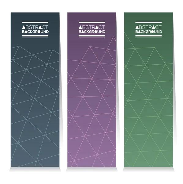 Uppsättning av tre färgglada geometriska vertikala Banners vektor Illustration — Stock vektor