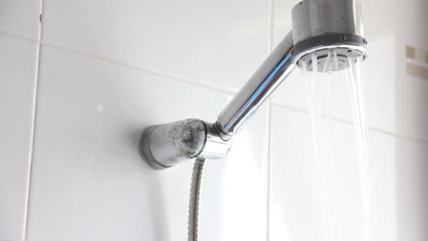 Turn Off Water Drops From Shower Head Footage — Stock Video