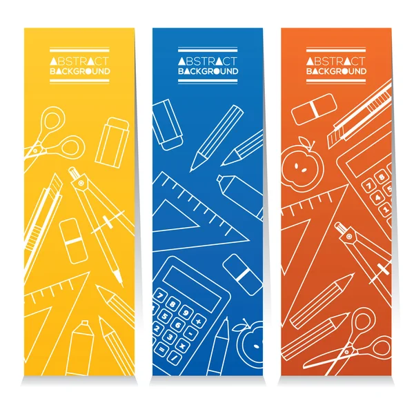 Conjunto de tres coloridos banners verticales Concepto de educación Vector Ilustración — Archivo Imágenes Vectoriales