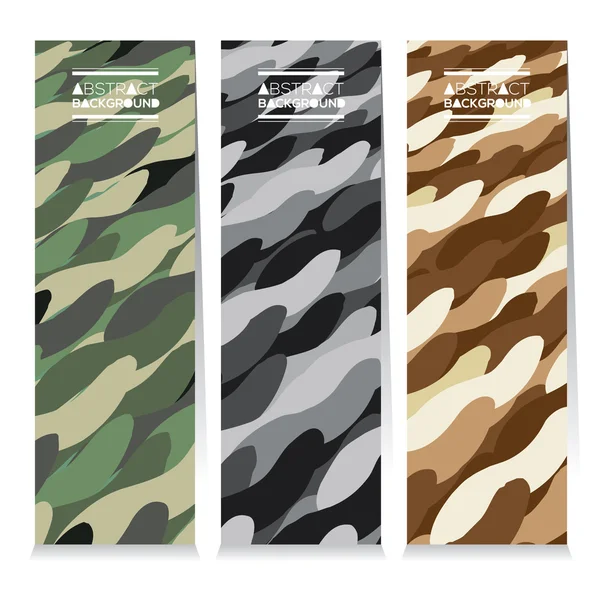 Modern Design Set Of Three Abstract Camouflage Vertical Banners Vector Illustration — Stock Vector