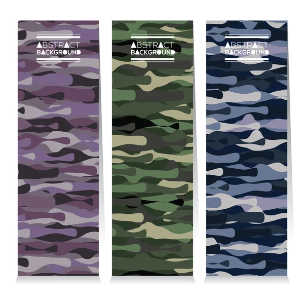Modern Design Set Of Three Abstract Camouflage Vertical Banners Vector Illustration — Stock Vector