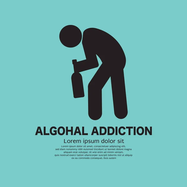 Alcoholverslaving Pictogram Zwart Symbool Vector Illustratie — Stockvector
