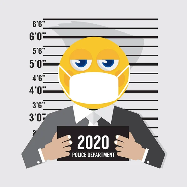 Surto Coronavírus Ícone Emoji Prisioneiro 2020 Será Ano Que Coronavírus — Vetor de Stock