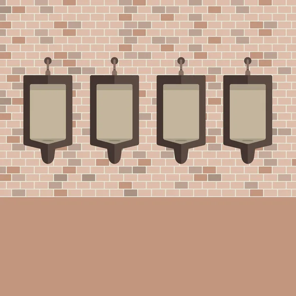 Flat Design Men Urinal Row Vector Illustration — Stock Vector