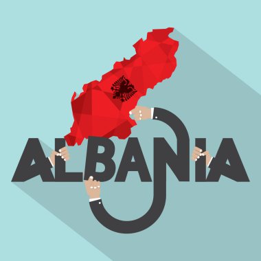 Arnavutluk Tipografi Tasarım Vektörü İllüstrasyonu.