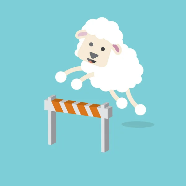 Sheep Jumping Green Background Vector Illustration — Stock Vector