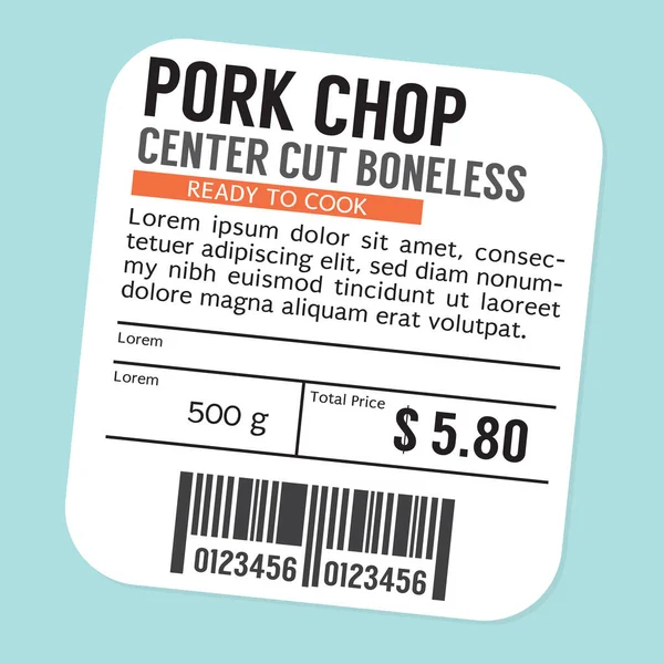 Stiker Untuk Rancangan Pork Chop Untuk Ilustrasi Vektor Produk - Stok Vektor