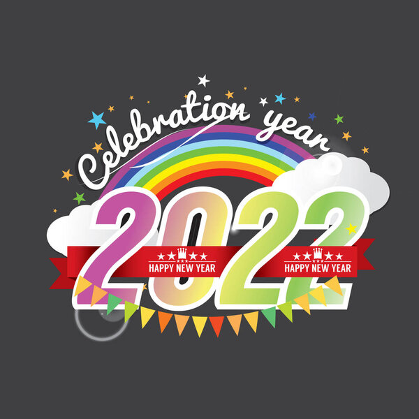 2022 Happy New Year Celebration Logo Design Vector Illustration — Stock Vector
