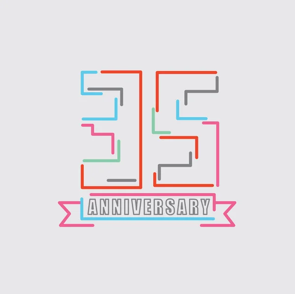 35Th Years Anniversary Logo Celebración Cumpleaños Diseño Abstracto Vector Ilustración — Archivo Imágenes Vectoriales