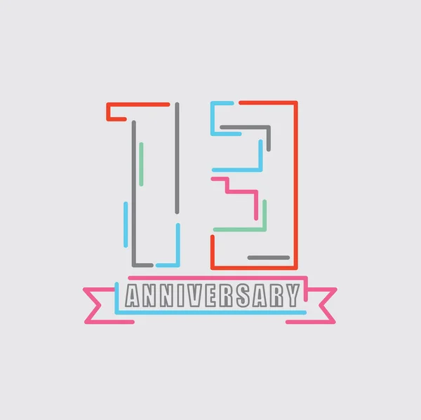 13Th Years Anniversary Logo Birthday Celebration Abstract Design Vector Illustration — Stockový vektor