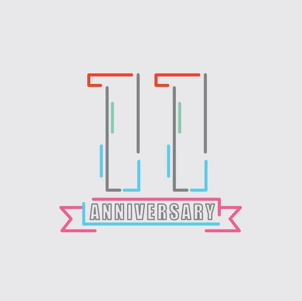 11Th Years Anniversary Logo Celebración Cumpleaños Diseño Abstracto Vector Ilustración — Archivo Imágenes Vectoriales