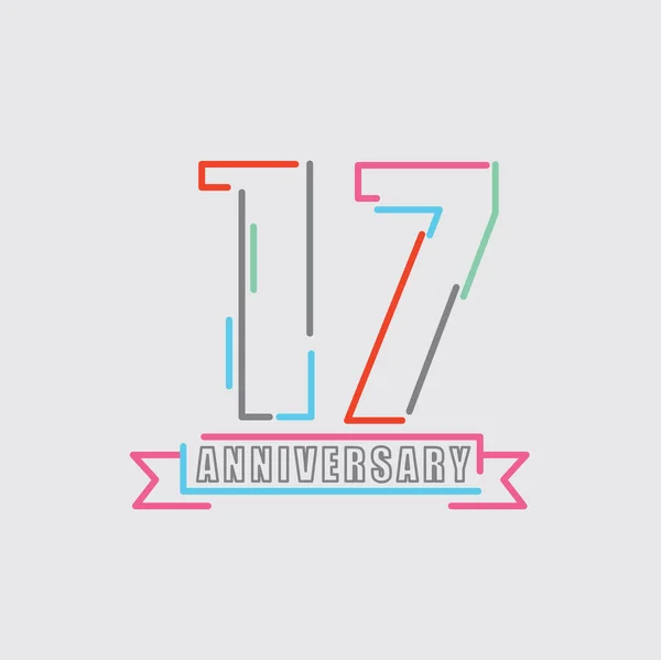 17Th Years Anniversary Logo Birthday Celebration Abstract Design Vector Illustration — Stock Vector