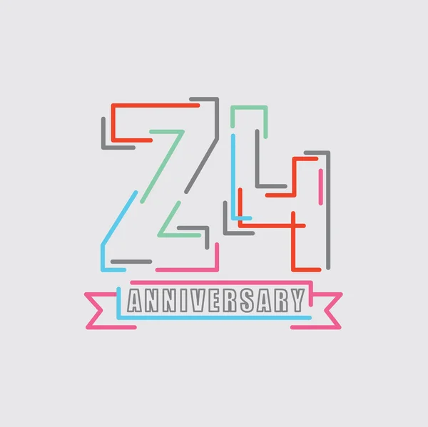 24Th Years Anniversary Logo Celebración Cumpleaños Diseño Abstracto Vector Ilustración — Archivo Imágenes Vectoriales