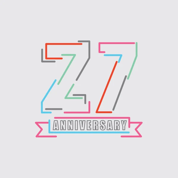 27Th Years Anniversary Logo Celebración Cumpleaños Diseño Abstracto Vector Ilustración — Archivo Imágenes Vectoriales