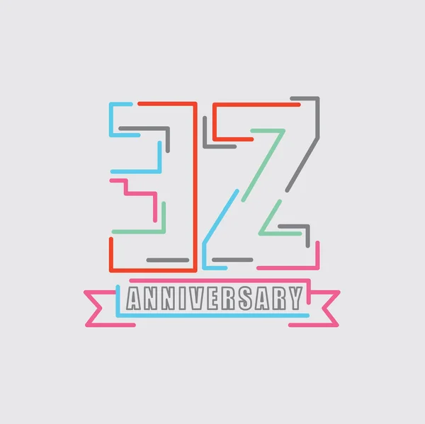 32Th Years Anniversary Logo Celebración Cumpleaños Diseño Abstracto Vector Ilustración — Vector de stock
