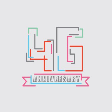 46. Yıl Yıldönümü Logosu Doğum Günü Soyut Tasarım Vektörü İllüstrasyonu.