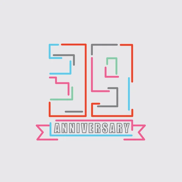 39Th Years Anniversary Logo Celebración Cumpleaños Diseño Abstracto Vector Ilustración — Archivo Imágenes Vectoriales