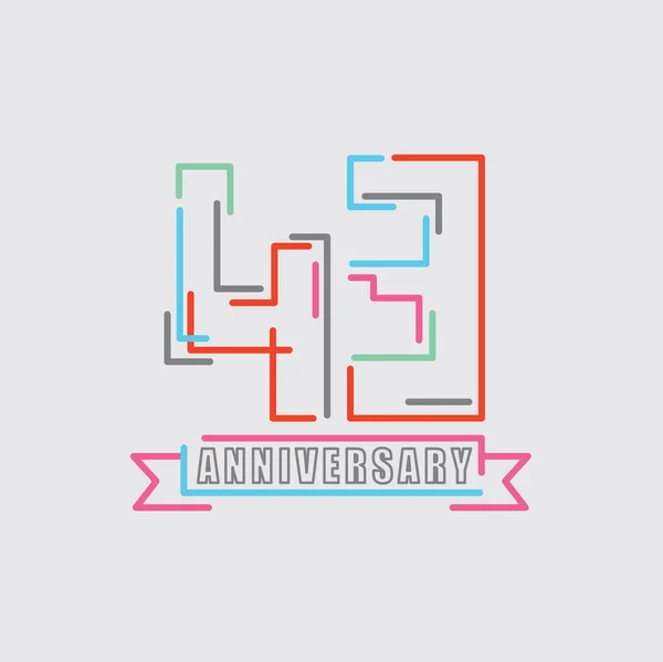 43Th Years Anniversary Logo Celebración Cumpleaños Diseño Abstracto Vector Ilustración — Archivo Imágenes Vectoriales