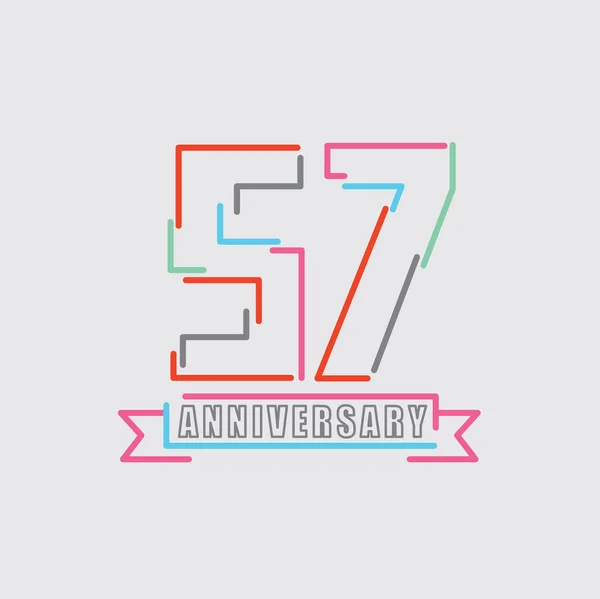 57Th Years Anniversary Logo Celebración Cumpleaños Diseño Abstracto Vector Ilustración — Archivo Imágenes Vectoriales