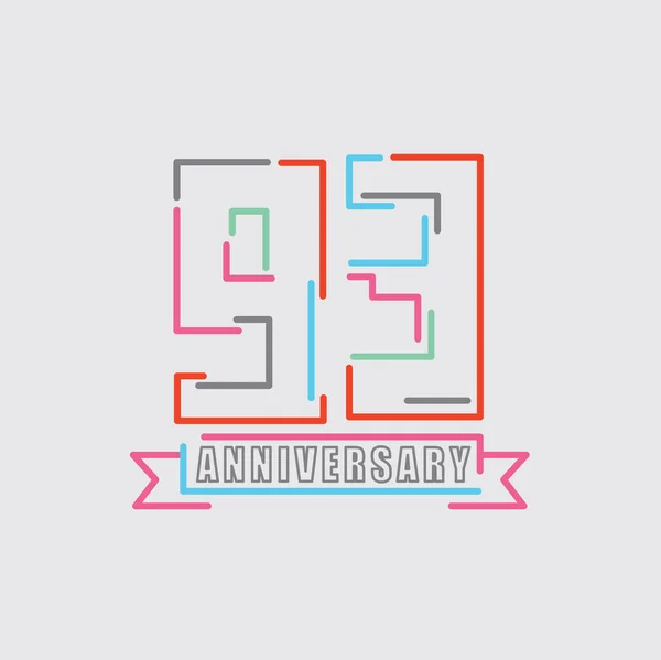 93Th Years Anniversary Logo Birthday Celebration Abstract Ontwerp Vector Illustratie — Stockvector