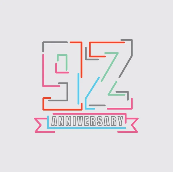 92Th Years Anniversary Logo Birthday Celebration Abstract Ontwerp Vector Illustratie — Stockvector