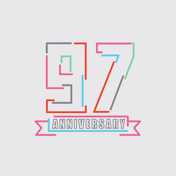 97Ste Jarig Jubileum Logo Verjaardag Feest Abstract Ontwerp Vector Illustratie — Stockvector