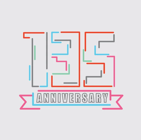 135Th Anos Aniversário Logo Aniversário Celebração Abstract Design Vector Ilustração — Vetor de Stock