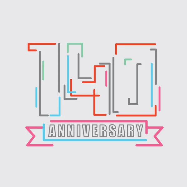 140Th Anos Aniversário Logo Aniversário Celebração Abstract Design Vector Ilustração — Vetor de Stock