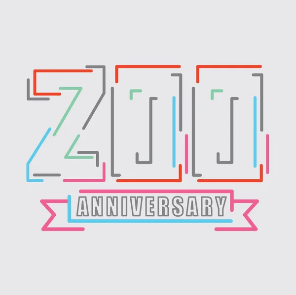 200Th Years Anniversary Logo Birthday Celebration Abstract Ontwerp Vector Illustratie — Stockvector