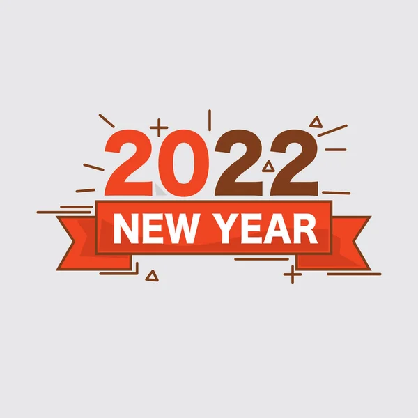 Mieszkanie Design 2022 Szczęśliwego Nowego Roku Wstążka Celebration Vintage Vector — Wektor stockowy