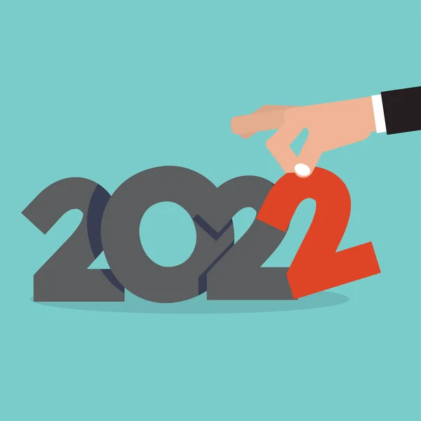 Ręka Podnosi 2022 Nowa Koncepcja Roku Wektor Ilustracji — Wektor stockowy