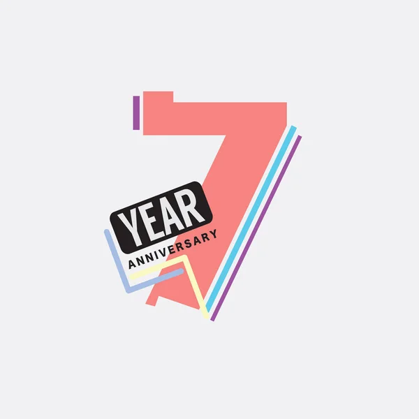 7Th Years Anniversary Logo Birthday Celebration Abstract Design Vector Illustration — Stockový vektor