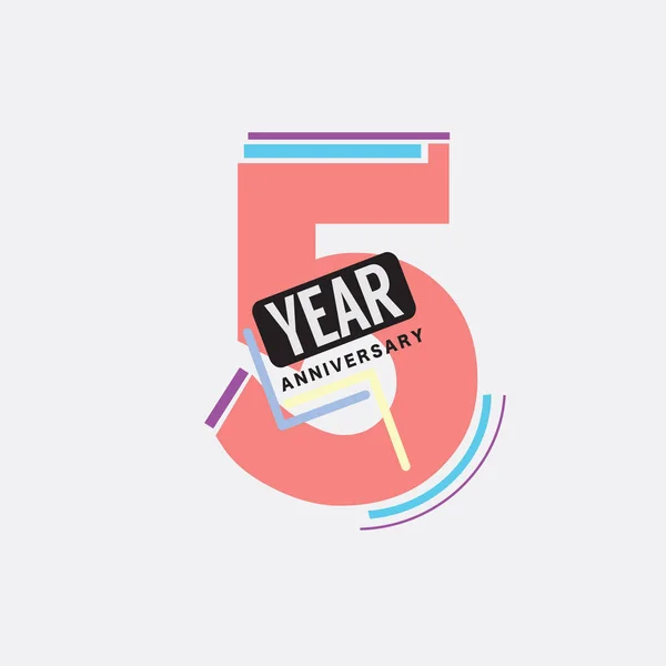 Femårsjubileum Logotyp Födelsedag Firande Abstrakt Design Vektor Illustration — Stock vektor