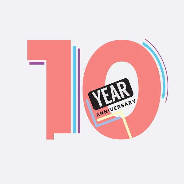 Logo Del Decimo Anniversario Celebrazione Del Compleanno Design Astratto Illustrazione — Vettoriale Stock