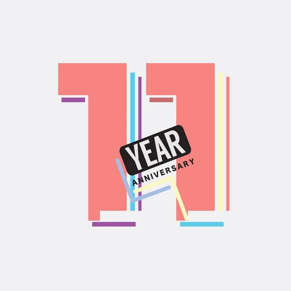 11Th Years Anniversary Logo Celebración Cumpleaños Diseño Abstracto Vector Ilustración — Vector de stock