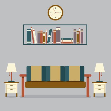 modern tasarım iç kanepe ve bookshelf