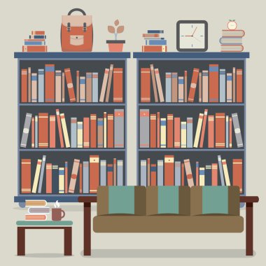 modern tasarım iç kanepe ve bookshelf